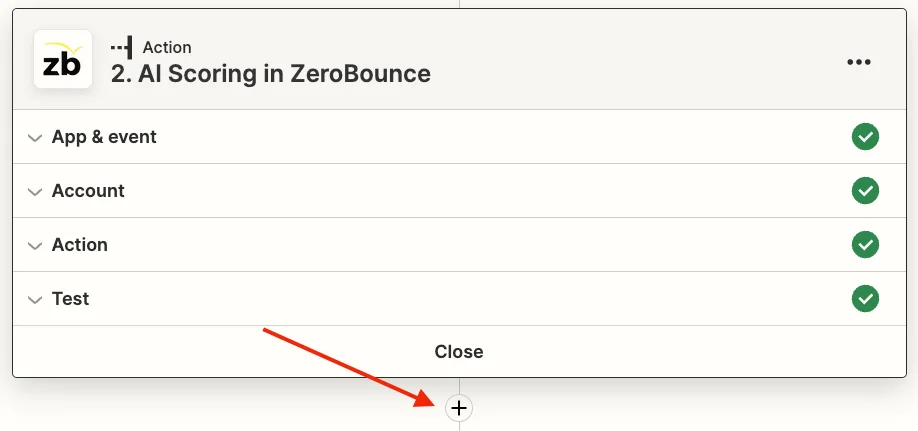 The Zapier new action button