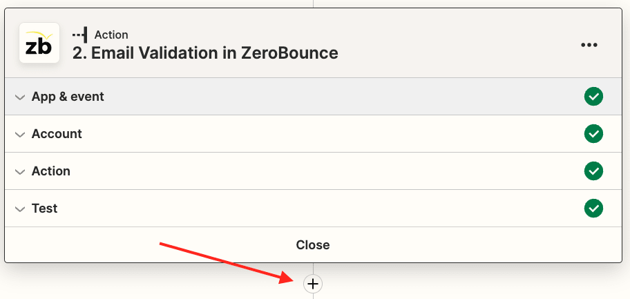 The Zapier new action button