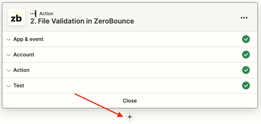 The Zapier new action button