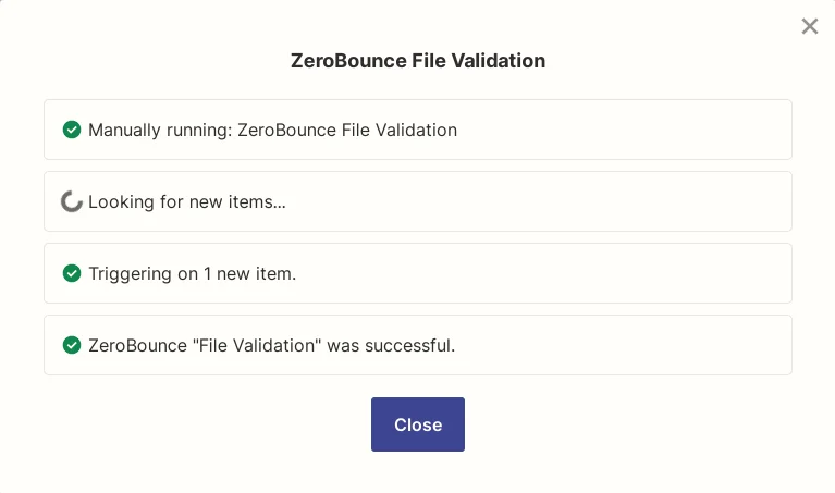 Zapier dashboard run Zap manually screenshot