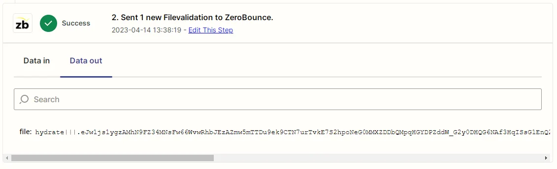 Zapier Zap callback success screenshot