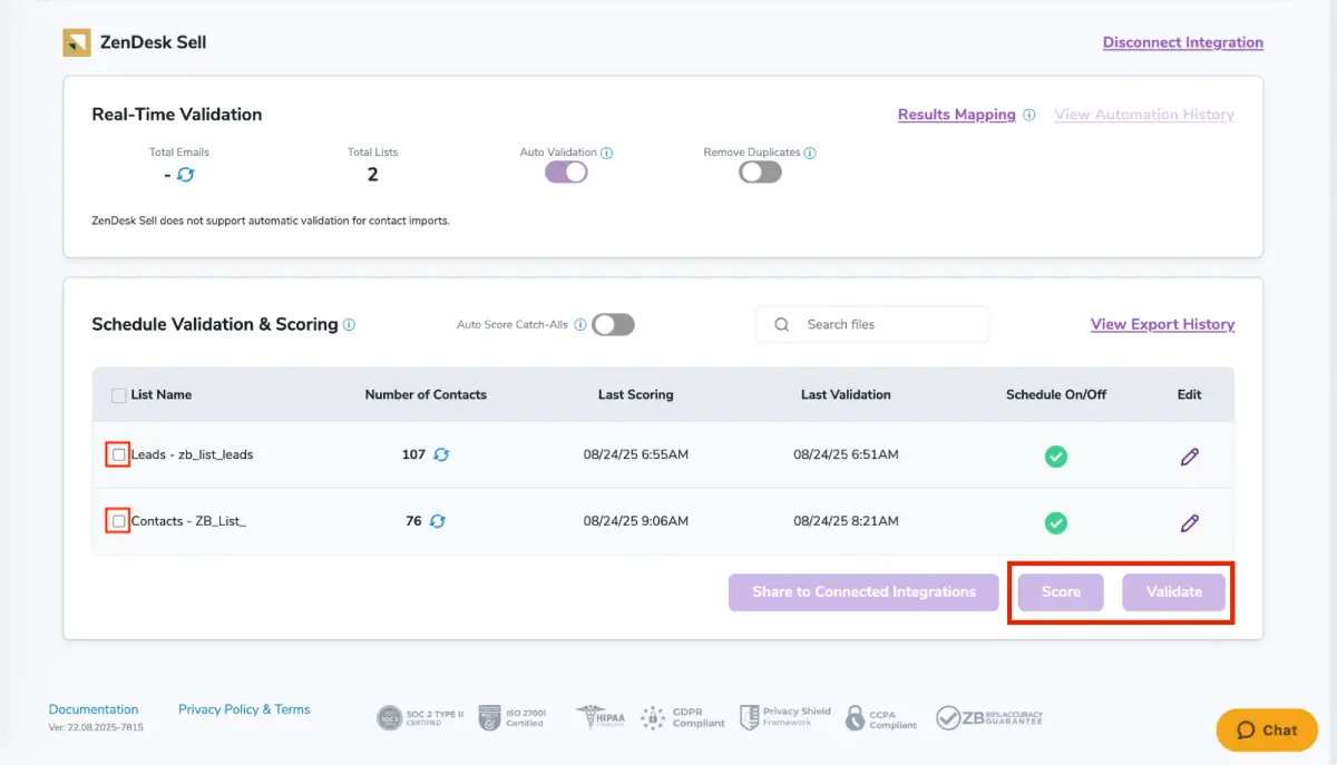 After successful integration, you will be able to view your lists in your ZeroBounce Dashboard.