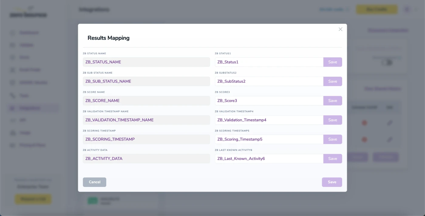 Results Mapping window