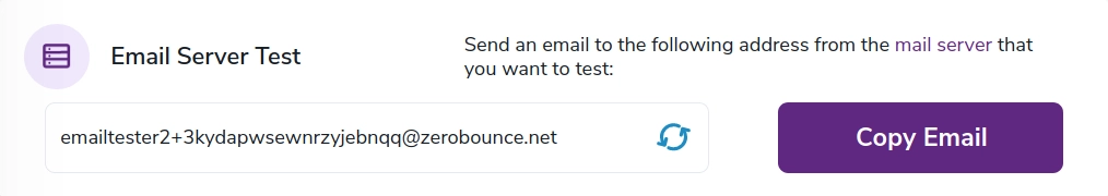 The randomized email address used for sending the Test email with our deliverability tools