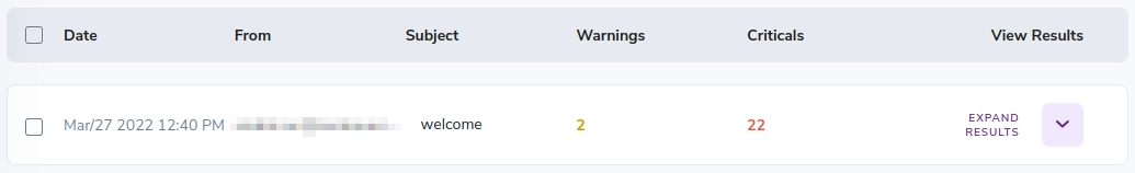 The completed Server Test and its statistics when using ZeroBounce deliverability tools