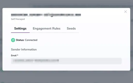 Sender information - You can locate the email address/account being used for this Warmup listing.