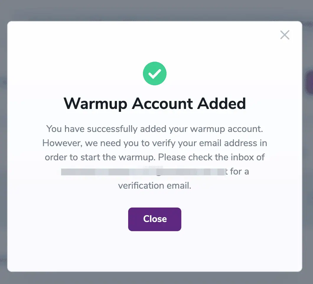 Email address confirmation modal