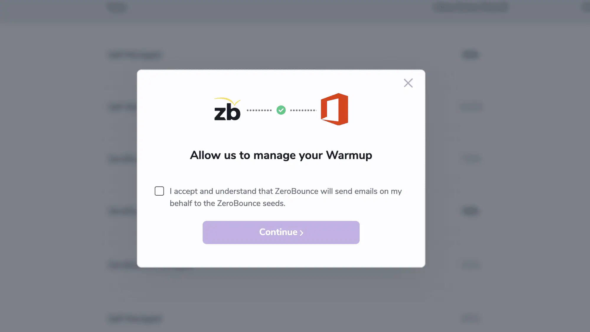Allow ZeroBounce to manage the Warmup acknowledgement check