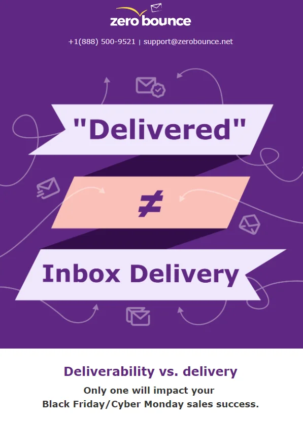A ZeroBounce email explaining the importance of email deliverability for sales success