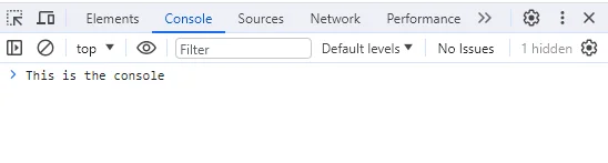 Screenshot of the developer tools in Google Chrome with Console highlighted