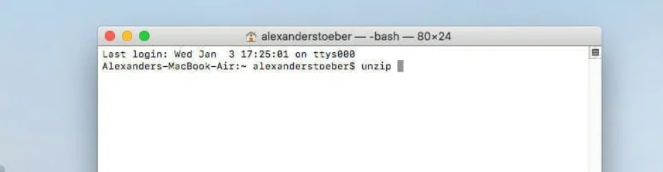 Screenshot of the Terminal window on Mac OS