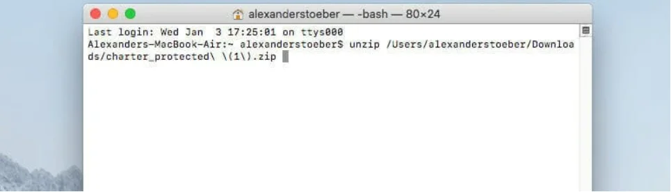 Terminal window in Mac OS that contains the ,[object Object], results file