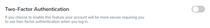 The two-factor authentication toggle switch for your ZeroBounce account