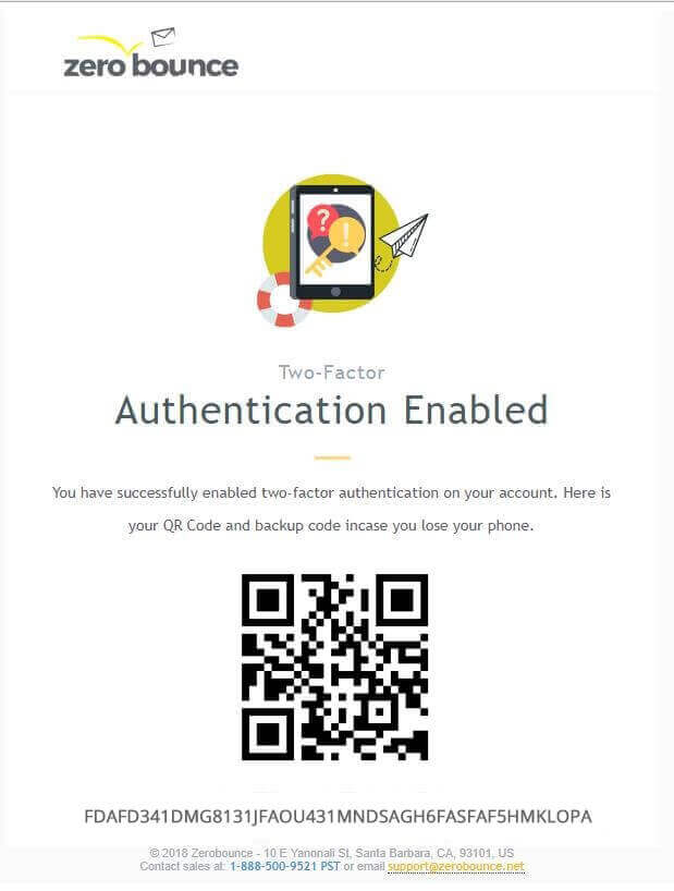 You will be emailed a google Autentificator QR Code