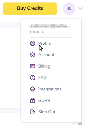 Reach your account Profile from the top-right menu